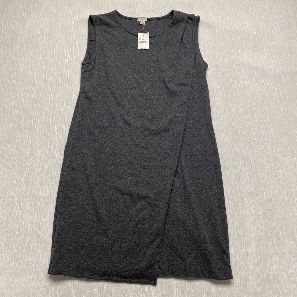J.Crew Wrap Overlay Tank Dress Womens Small Dark Gray Knit Round Neck C7163